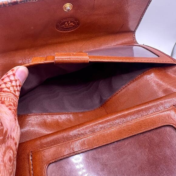 Brahmin brown genuine croc leather bifold wallet folder money holder clutch - Picture 9 of 13